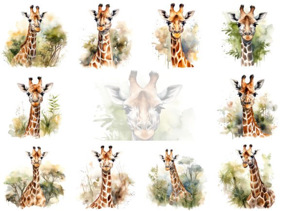 Download Giraffe Watercolor Clipart Images Set - Images Collection